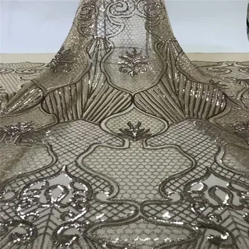 

African Laces Fabrics Embroidered African Guipure French Lace Fabric With sequins African French Net Lace for dress xb82-92