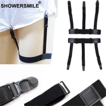 √ SHOWERSMILE Черная мужская рубашка Остается Подвязки Ноги Эластичная регулируемая рубашка Подтяжки