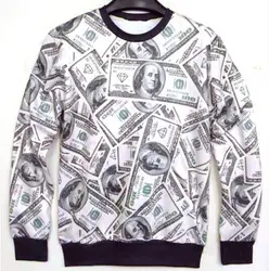 Модный пуловер 3D толстовки для мужчин и женщин Money dollar Print потеет Повседневная Толстовка Crewneck Уличная одежда Топы Продажа moletom