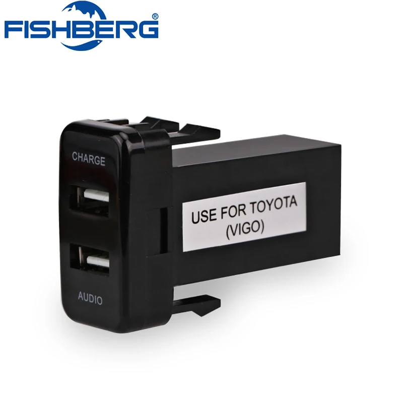 

Interface USB Car Charger Socket Adapter and USB Audio Input Socket for TOYOTA Hilux VIGO With USB Audio 5V 2.1A Charge Socket