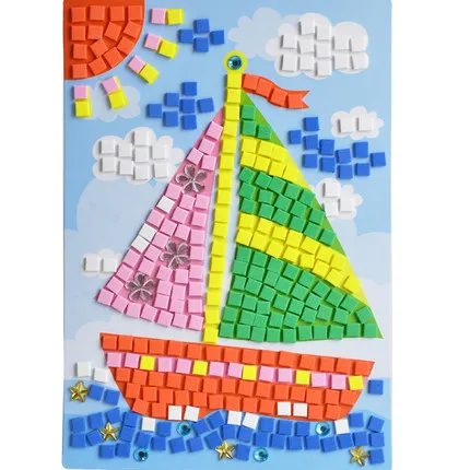 Детские ручной работы Хрустальная мозаика EVA губка наклейки бумага детский сад DIY набор игрушки подарок - Цвет: Прозрачный