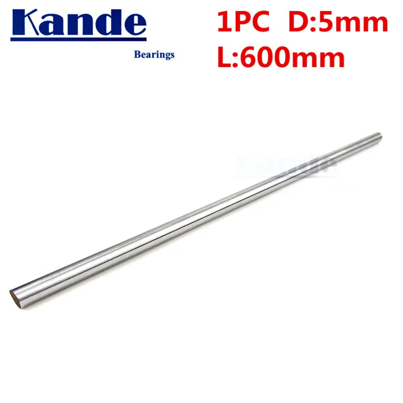 Kande Bearings 1pc d: 5mm 3D printer rod shaft 5mm linear shaft chrome plated rod CNC parts 600mm chrome hardened