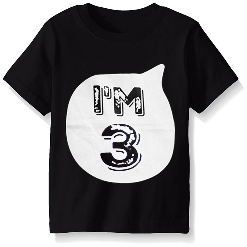 Летняя футболка для маленьких девочек, топы для мальчиков, черно-белые наряды на день рождения для детей 1, 2, 3, 4 лет, футболки, рубашка, топы, Детская Хлопковая одежда - Цвет: Black 3