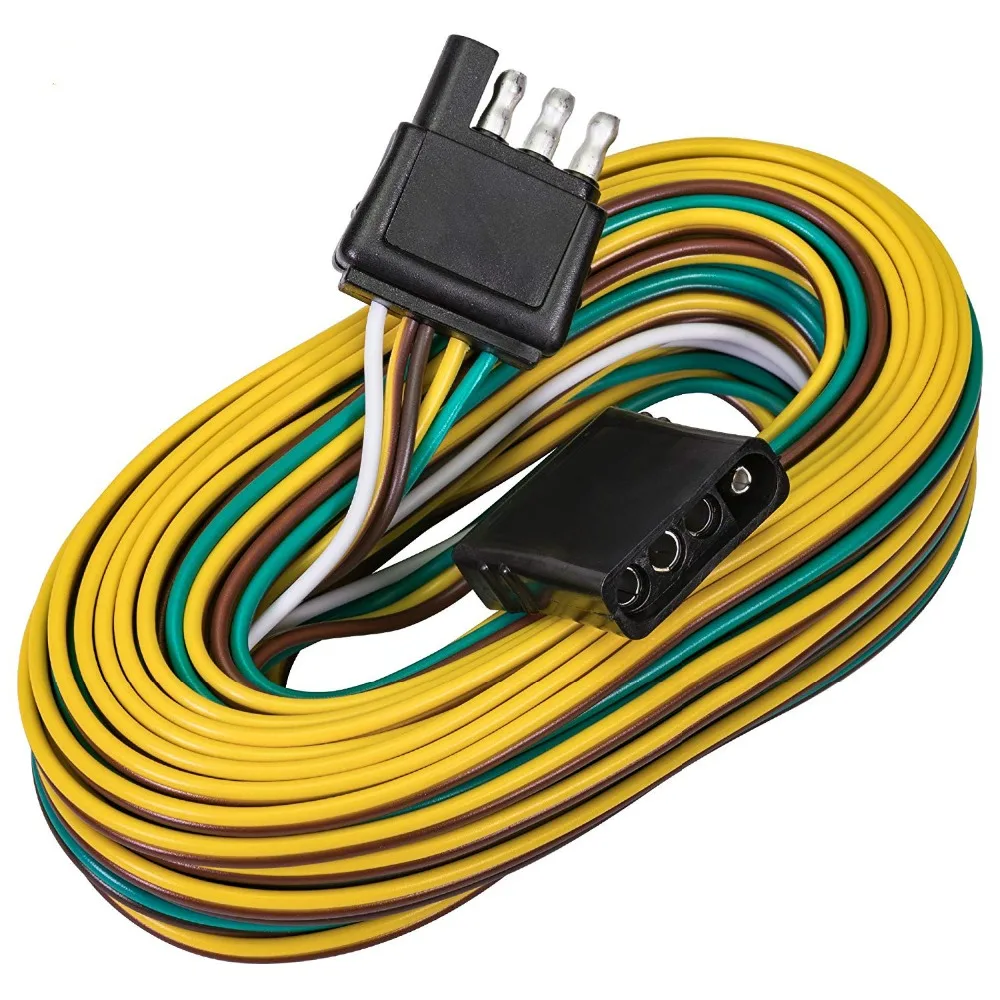 

4-Way Flat Wishbone-Style Trailer Wiring Harness Kit with 4 Flat Connector for Under or Over 80" Wide Trailers