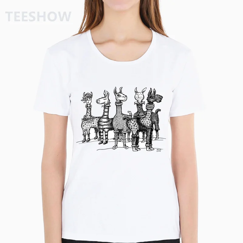 

Various alpaca T Shirt Printing Brand Female T-shirt Casual Short Sleeve O Neck Tops camisetas mujer HWP7147