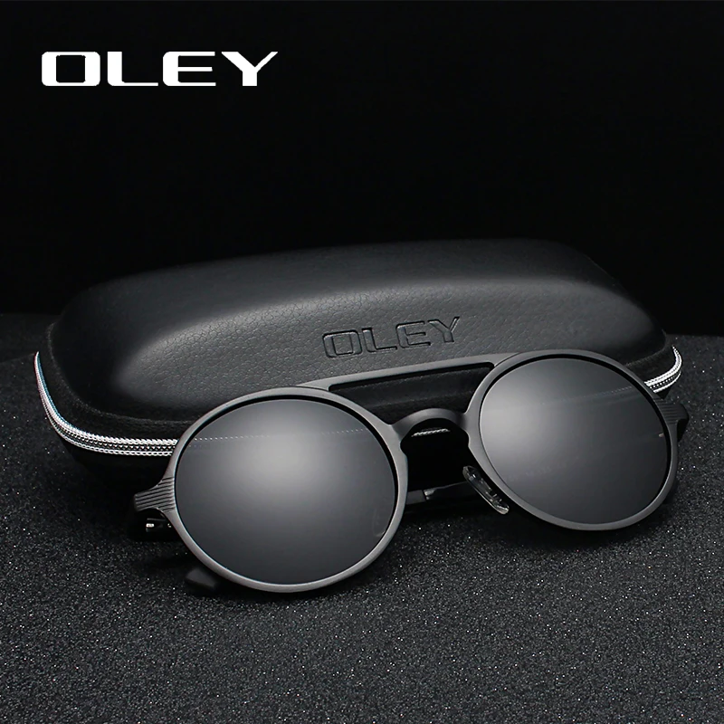 

OLEY Brand New Men Round Aluminum-Magnesium Polarized Sunglasses Fashion Retro Women Sun Glasses Anti-glare Unisex Goggles