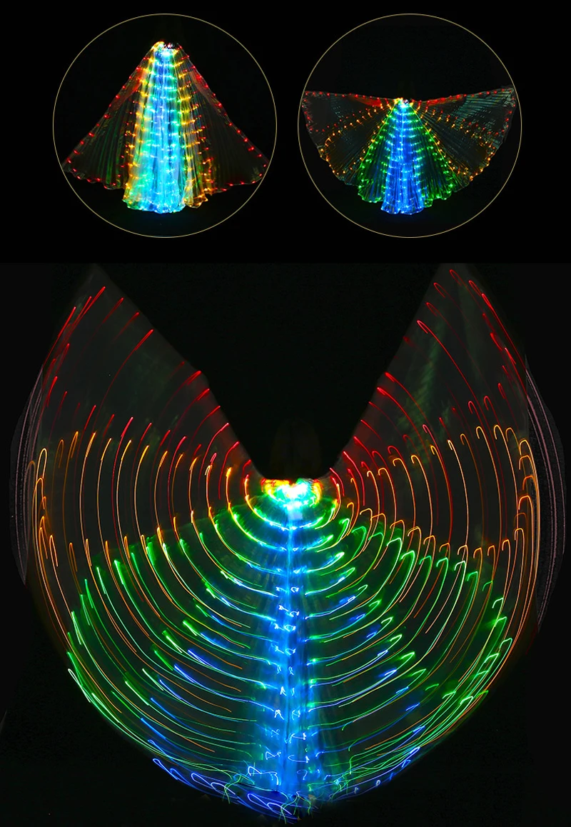 8 светодио дный лепестков красочные светодиодные Isis крылья с палкой танец живота аксессуар сценический реквизит клуб живота светомузыка