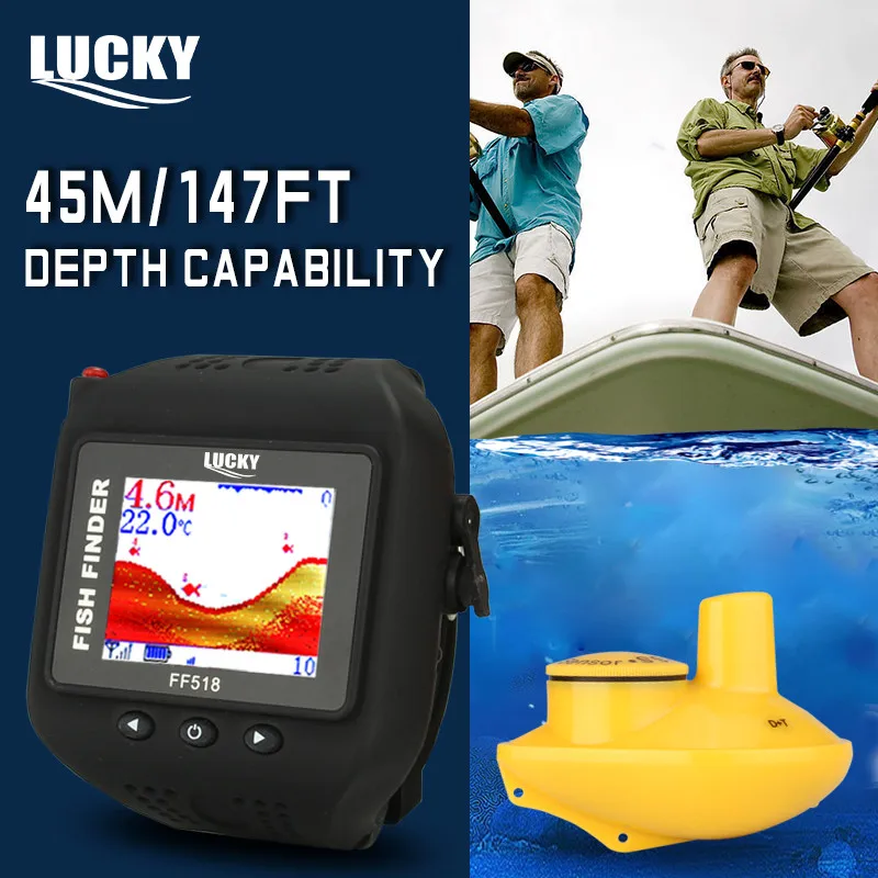  Lucky 2017 New Watch Type Sonar Fish Finder Wireless Fishfinder 180Feet(60M) Range Portable Echo So