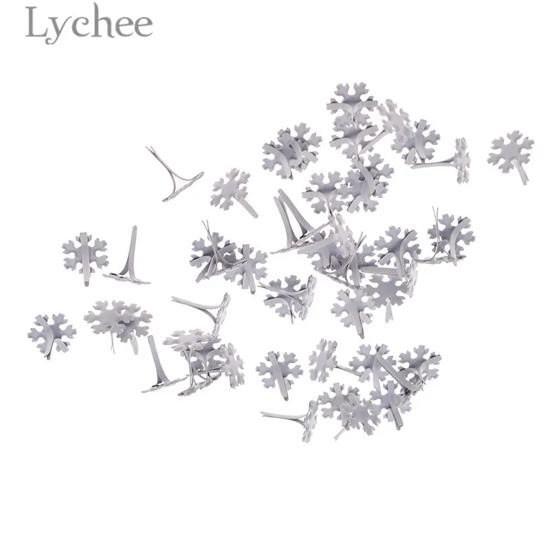 Lychee Life 50 шт. белая снежинка искусственная металлическая декоративная застежка
