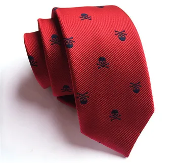 

SCST Brand New Corbatas Mens Necktie Novelty Skull Print Slim Neckties Boys Gravata 6cm Skinny Ties For Men Tie Red Gifts A024