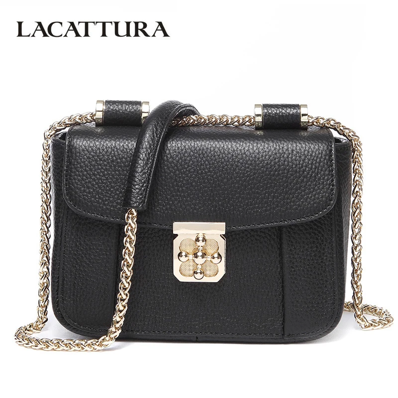 

LACATTURA Luxury Women Shoulder Bag Genuine Cow Leather Ladies Fashion Messenger Bags High Quality Chain Womens Crossbody Bags