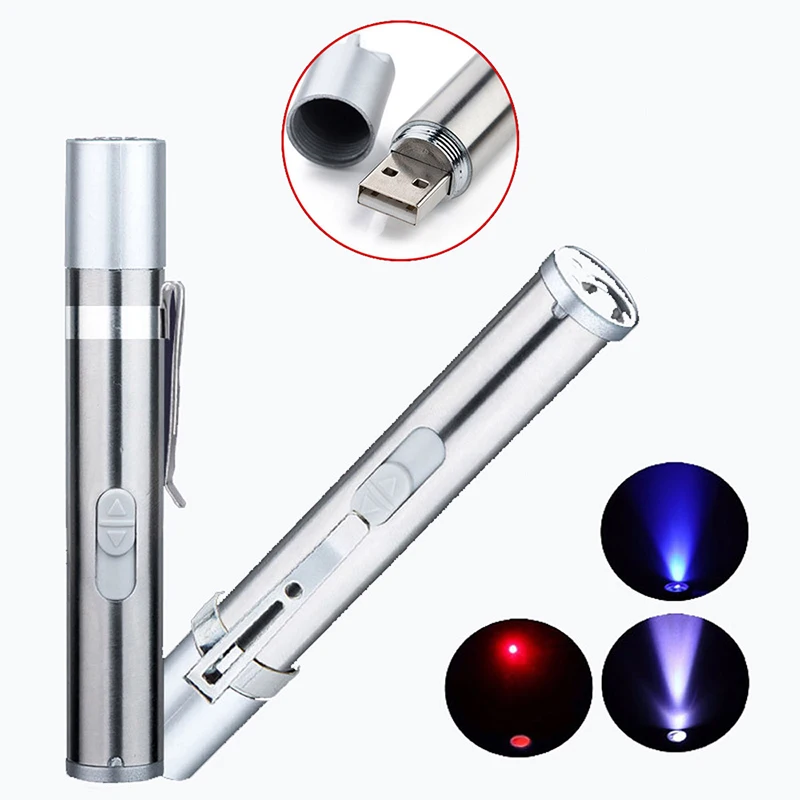 USB Перезаряжаемый мини-лазер красная лазерная указка 3 в 1 ручка фонарик зарядка УФ ручка-фонарик многофункциональная лампа