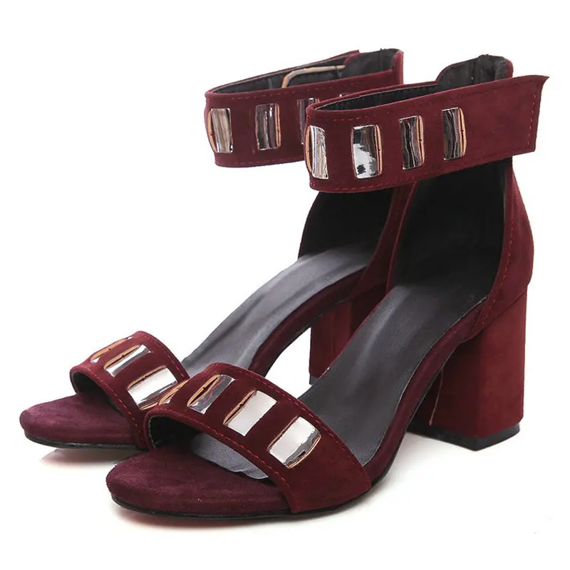 B2-7, размеры 34-46, женские сандалии на застежке-липучке размера плюс, Женская Блестящая обувь в сдержанном стиле, женская обувь с ремешком на щиколотке, женская обувь на высоком каблуке