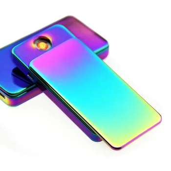 

USB electronic lighter ice dazzle charging windproof cigarette lighter thin metal creative personality USB lighter