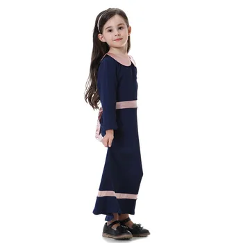 

kids dresses for girls summer Cotton Muslim Dress Girl Islamic Long Sleeves Full Length Robe Burka Maxi Kaftan Dress DB F410