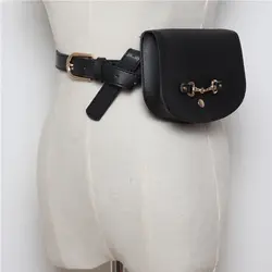 Кожа дизайнер сумка-кошелек на пояс Для женщин полукруглой Сумы роскошный черный поясная сумка для Для женщин телефон пояс Сумка кошелек