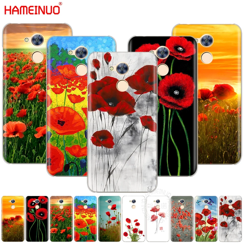 HAMEINUO Красный мак цветочный узор чехол для телефона Huawei Honor 10 V10 4A 5A 6A 7A 6C 6X 7X 8 9 NOVA 2 2S