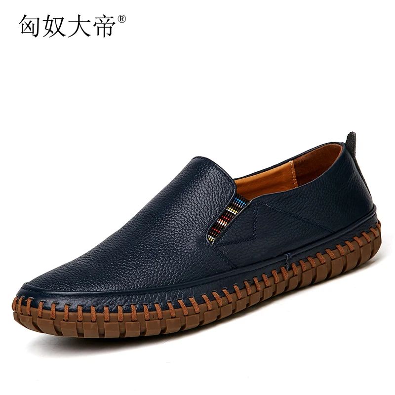 Big Size Men Genuine Leather Shoes Slip On Black Shoes Real Leather Loafers Mens Moccasins Shoes Italian Designer Shoes