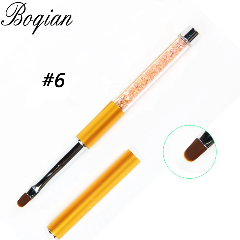 BQAN 1 шт. #6 хрустальная ручка для дизайна ногтей Гелевая Кисть гелевая с колпачком