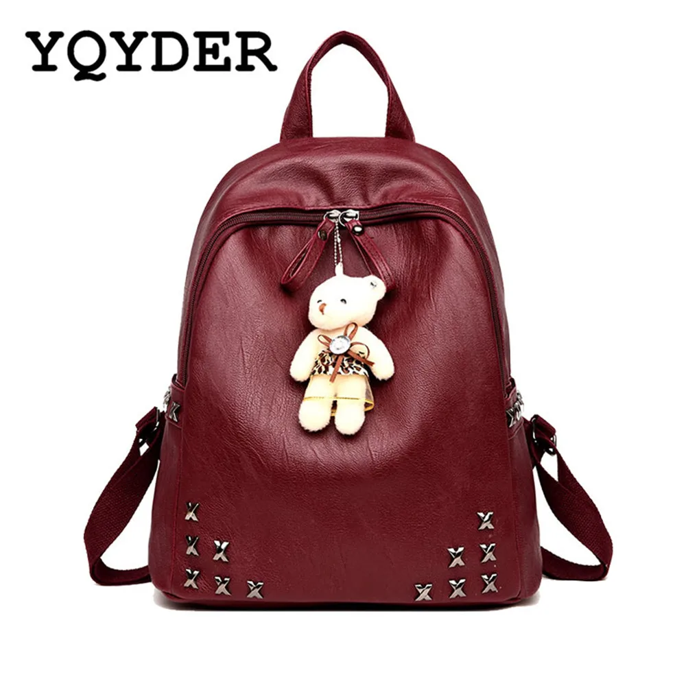 Fashion Women Backpack Rivet School Bags Soft PU Leather Shoulder Bag