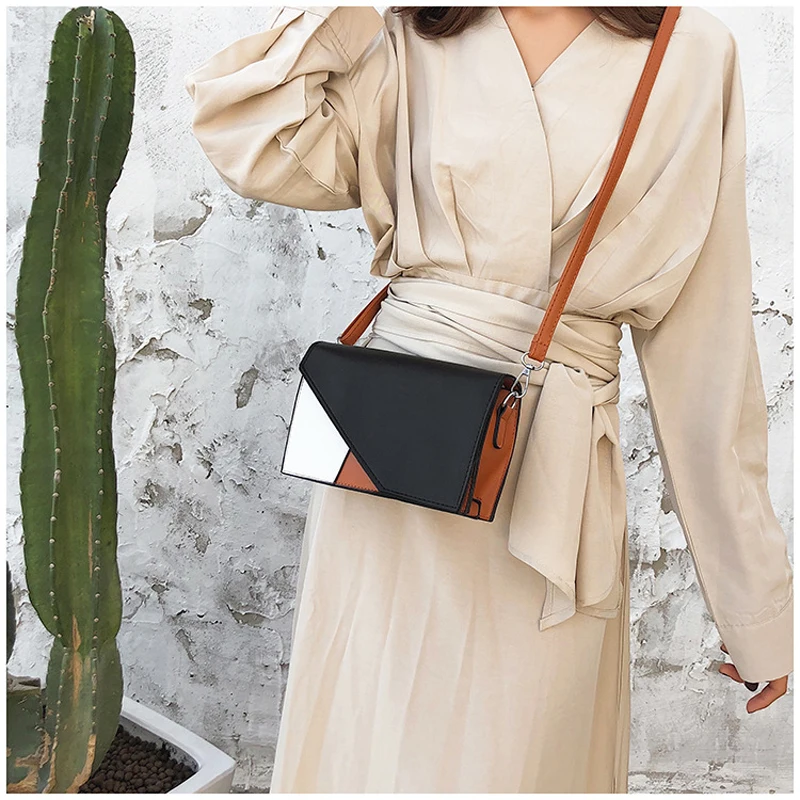 

Fashion Pink women's messenger bags PU leather Panelled lady's Female Shoulder Bags luxury handbags women bags design 2019 New