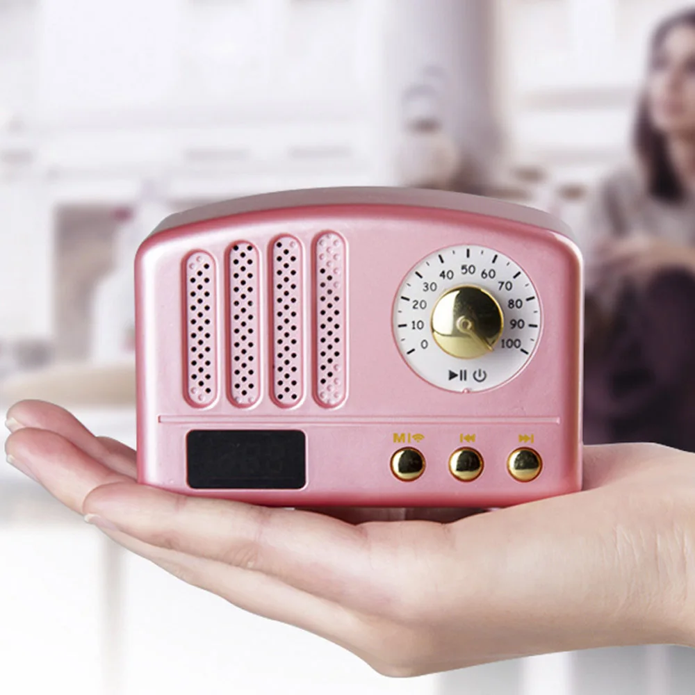 Мини ретро Bluetooth динамик fm радио микрофон Портативный Handsfree Открытый