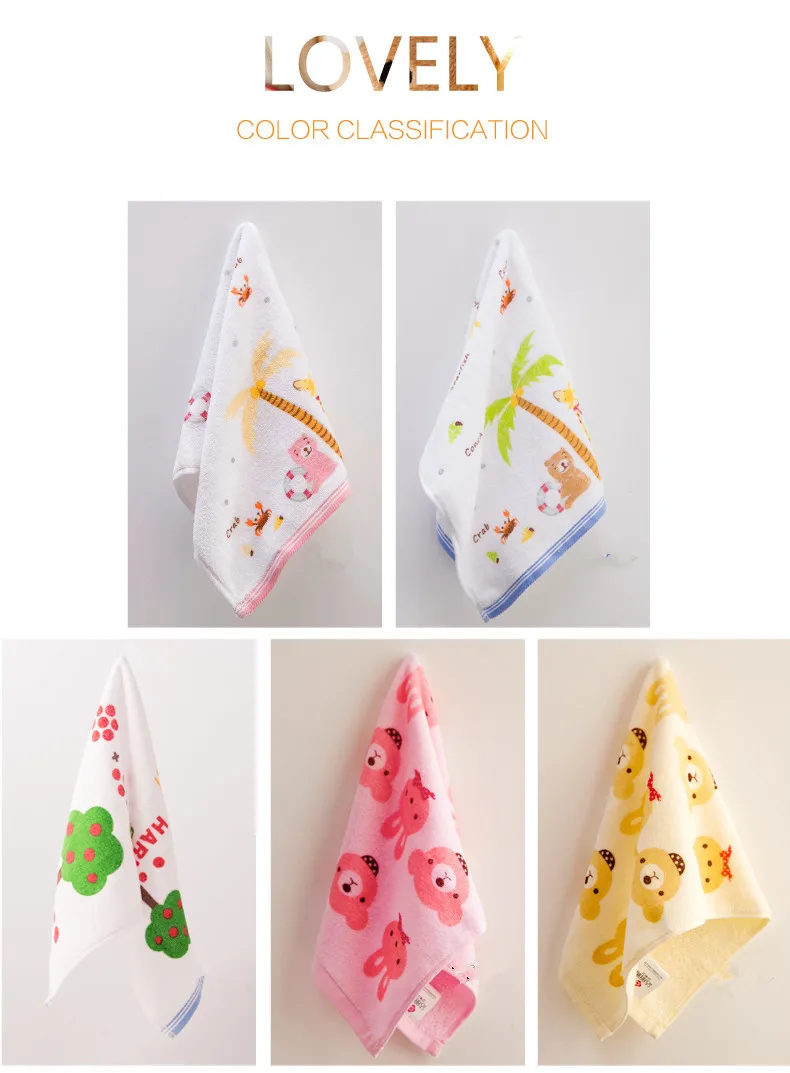 2015 Soft Rabbit Bear Trees Pattern Hand Towel Kindergarten Baby Kids Face Bath Dry Hair Cotton Travel Towels 50*28cm 20*11inch