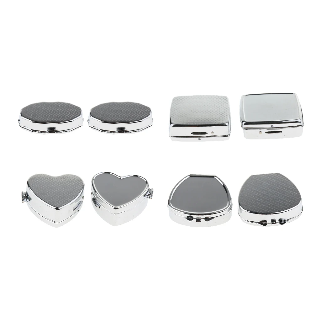 2pcs Metal Pill Box Holder Rectangle Medicine Vitamin Organizer Pill case for Purse Pocket (2 Compartments)