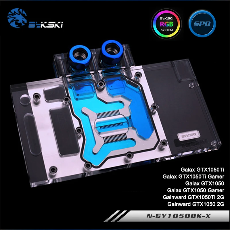 

Bykski N-GY1050BK-X, Full Cover Graphics Card Water Cooling Block RGB/RBW for Galaxy GTX1050Ti/1050 ,Gainward GTX1050Ti/1050