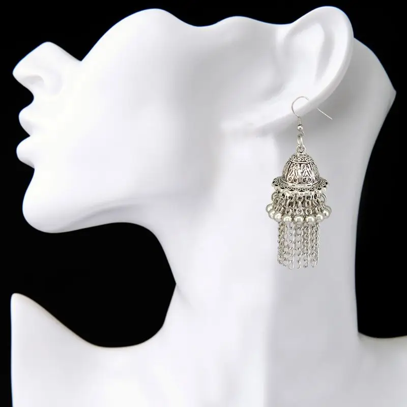 Индийской уникальный Ethenic серьги в стиле bollywood ювелирные изделия Jingle Bell Jhumka