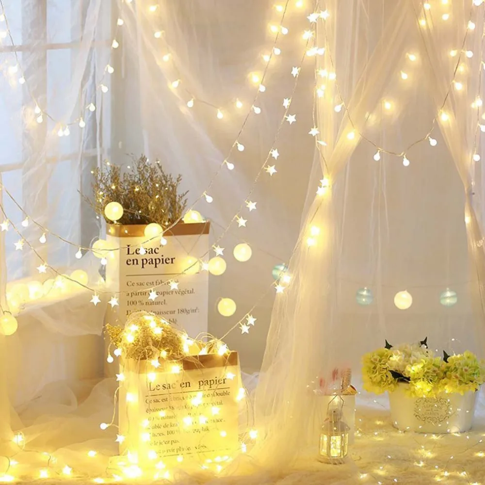 Light String Battery Silk flower silk ball Room Living Decoration Lamp Modeling Romantic Holiday | Лампы и освещение