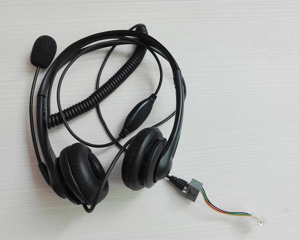 NEW Professional RJ11 plug monaural call center telephones headset phone headphones with 2 adapters for all telephones