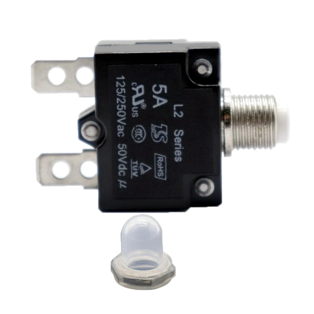 DIY 5A Circuit Breaker Overload Protector Switch & Clear Waterproof Cap Used In Car/Truck/Ship Etc Manual Reset Button 