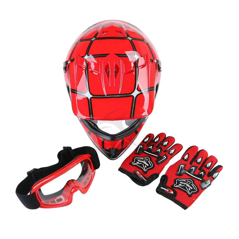 S/M/L/XL DOT Youth Kids Dirt Bike ATV Full Face шлем очки W/перчатки 6 цветов аксессуары для мотоциклов