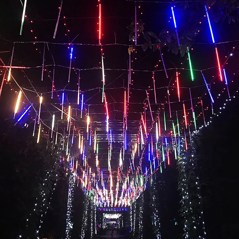 

30cm 8 Tube Meteor Effect Glow Sticks 144 LED Light String Rain Snowfall Lights QP2