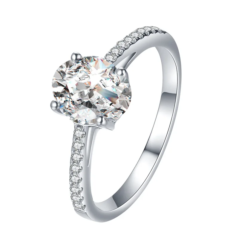 

Fashion Crystal Claws Design Oval elegant Wedding Rings For Women Lady AAA White Zircon Engagement rings jewerly Party Gifts