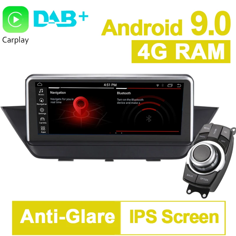 Best PX6 10.25" 4G RAM Android 9.0 System Car GPS Navigation Media Stereo Radio For BMW X1 E84,  no original screen, offer idrive 23