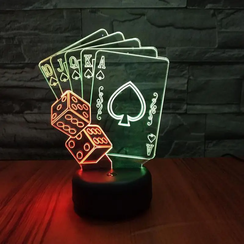 Покер Led 3d Визуальный ночник креативный красочный сенсорный зарядный стерео подарок лампа очаровательный рисунок для детей игрушки 3d свет
