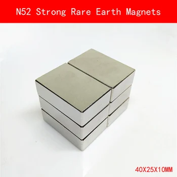 

1PCS 40X25X10mm N52 Super Powerful Strong Rare Earth Magnet permanent N52 plating Nickel Magnets 40mm*25mm*10mm