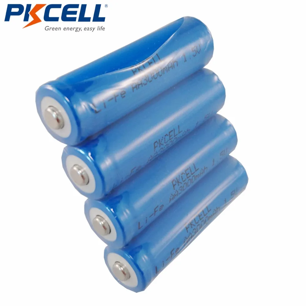4pcs PKCELL Capacity 3000mAh FR14505 AA 1.5V lithium iron batteries.High power Long shelf life