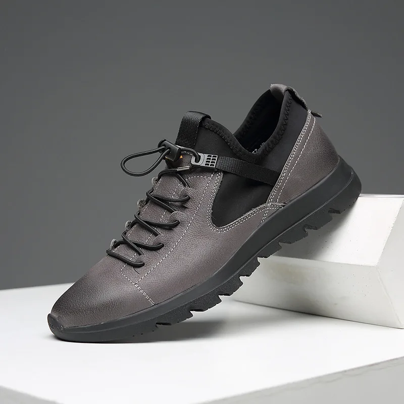 

2019 Trendy high-grade high-quality first layer cowhide fabric men's sports shoes breathable casual shoes trend sneakers male