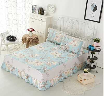 twin full queen size cotton Bed Skirt Bedspreads Mattress Protective Cover Anti slip Bed Skirt Fitted bed and bedspread - Цвет: 126