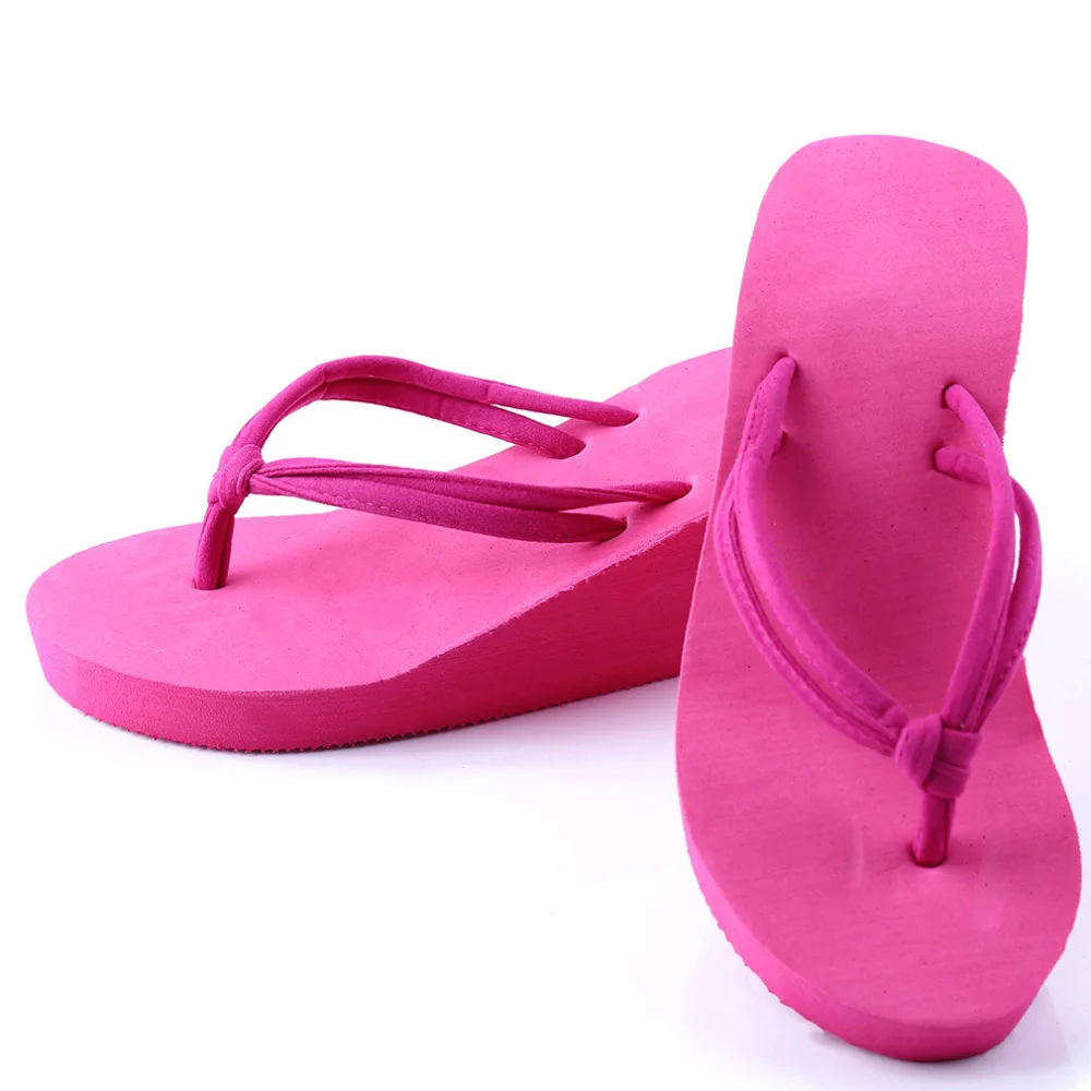 

2018 Summer Casual EVA Platform Woman Bath Slippers Wedge Beach Flip Flops High Heel Soft Slippers For Women Black Ladies Shoes