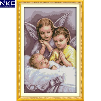 

NKF Angel's Prayer Cross-stitch Patterns Embroidery Stamped Kits Cross-stitching Needlework Handmade Chinese Cross Stitch