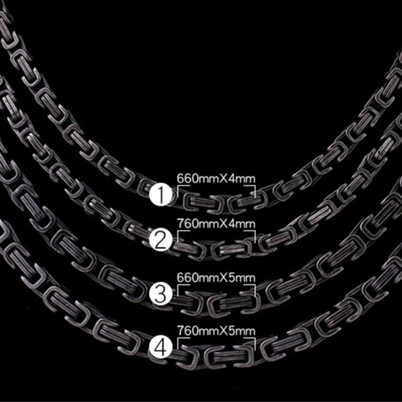 

KALEN Stainless Steel 76CM 66CM Byzantine Chain Long Necklace For Men Women Brushed Matte 5mm 4mm Width Cuban Chain Jewelry