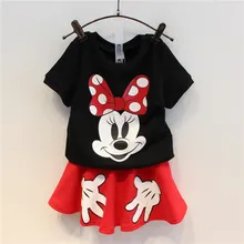 Комплект одежды с Минни Маус для девочек, одежда для малышей футболка с короткими рукавами+ юбка, костюмы, комплект одежды, Vestido roupa infantil roupas infantis