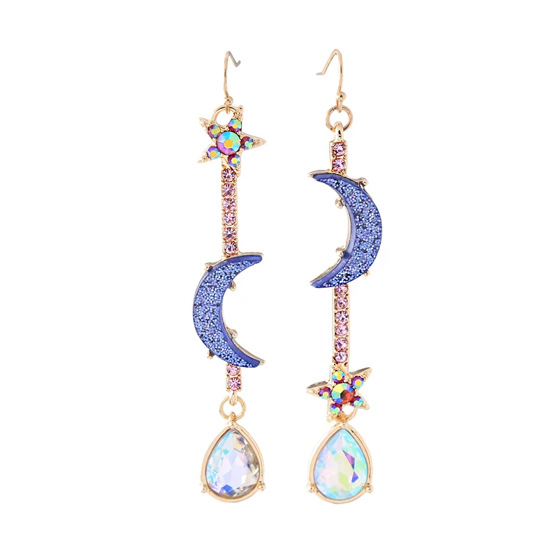 

Bulk Price 2018 New Crystal Acrylic Moon Drop Earrings Delicate Women Long Star Earrings Women Fashion Jewelry
