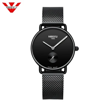 

NIBOSI Women Watches Top Brand Luxury Ladies Mesh Belt Ultra-thin Watch Stainless Steel Waterproof Clock Quartz Watch Reloj Muje