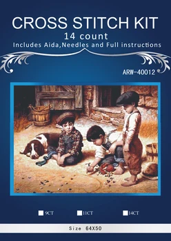 

boys playing Counted Cross Stitch 14CT Cross Stitch Set Cotton Cross-stitch Kit Embroidery Needlework SIMILAR dim anchor