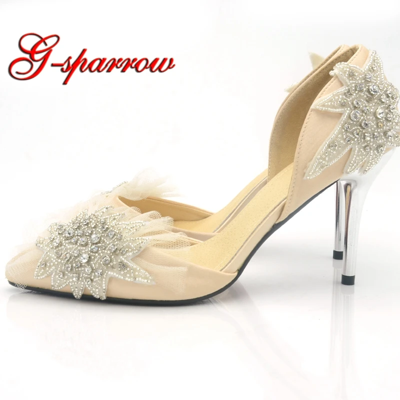 champagne satin bridal shoes